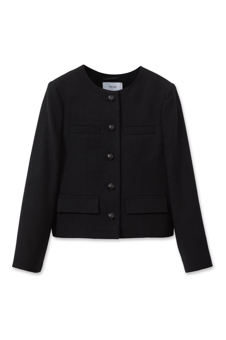 Nola Textured Wool Jacket, Alternate, color, BLACK