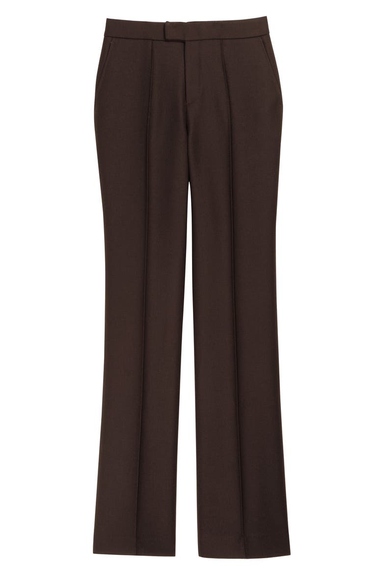Ally Pintuck Seam Wool Trousers, Alternate, color, CHOCOLATE