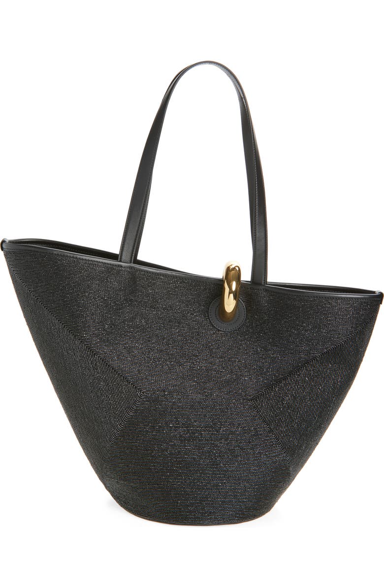 Jacquemus Le Bambolo Nylon Asymmetric Bucket Bag, Alternate, color, Black 990