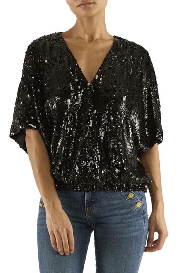 Ramy Brook Jenni Sequin Top In Black