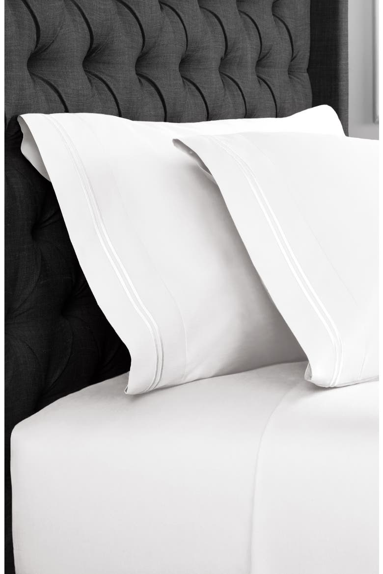 Set of 2 Border 600 Thread Count Sateen Pillowcases, Alternate, color, WHITE/ WHITE