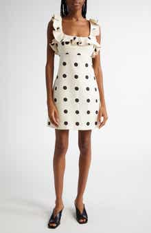 Zimmermann Print Ruffle Cutout Linen Minidress