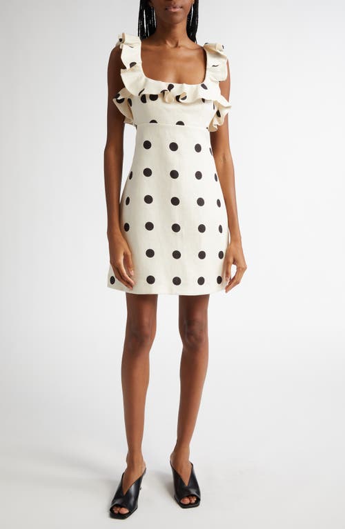 Zimmermann Print Ruffle Cutout Linen Minidress