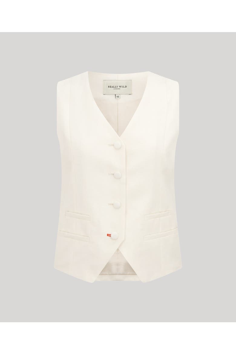 Meryl Linen Fitted Vest, Main, color, White