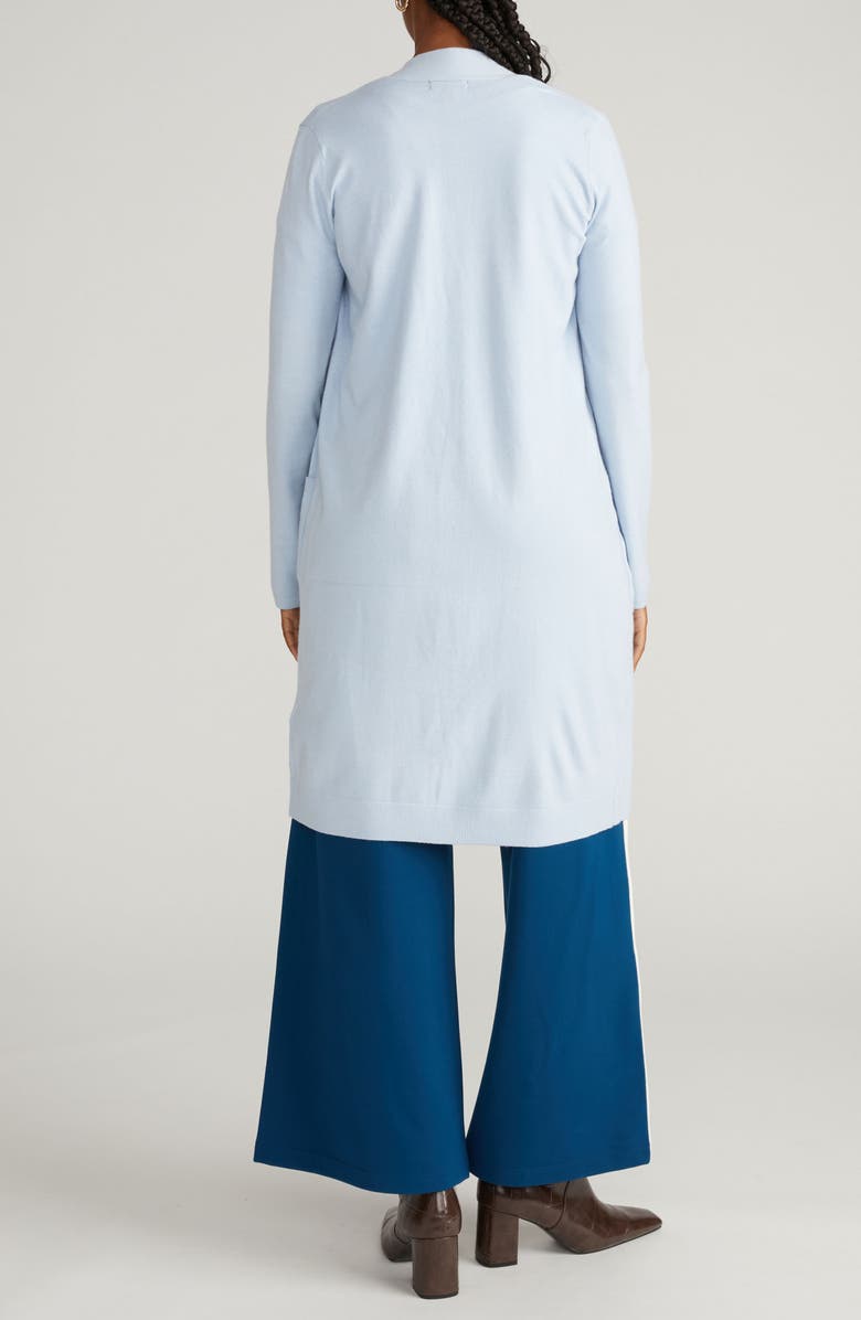 Universal Standard Long Open Front Cardigan, Alternate, color, Silver Blue