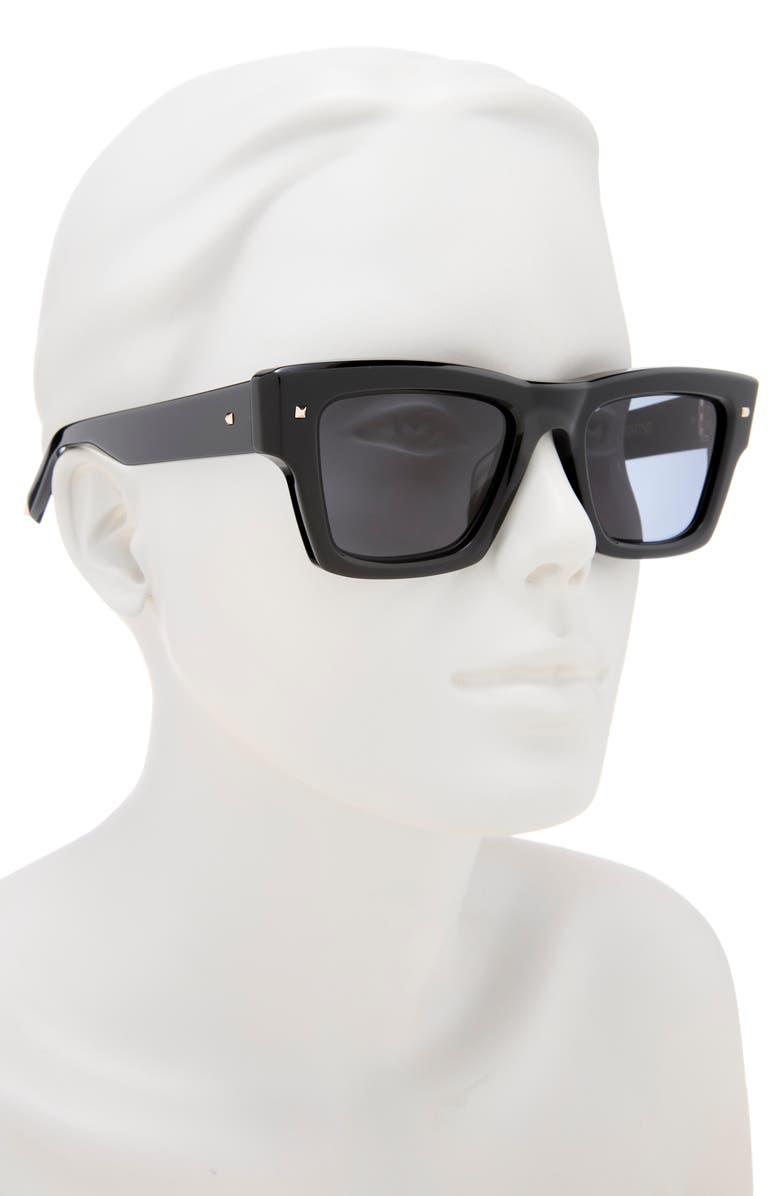 Valentino 50mm Square Sunglasses, Alternate, color, Black Black Grey
