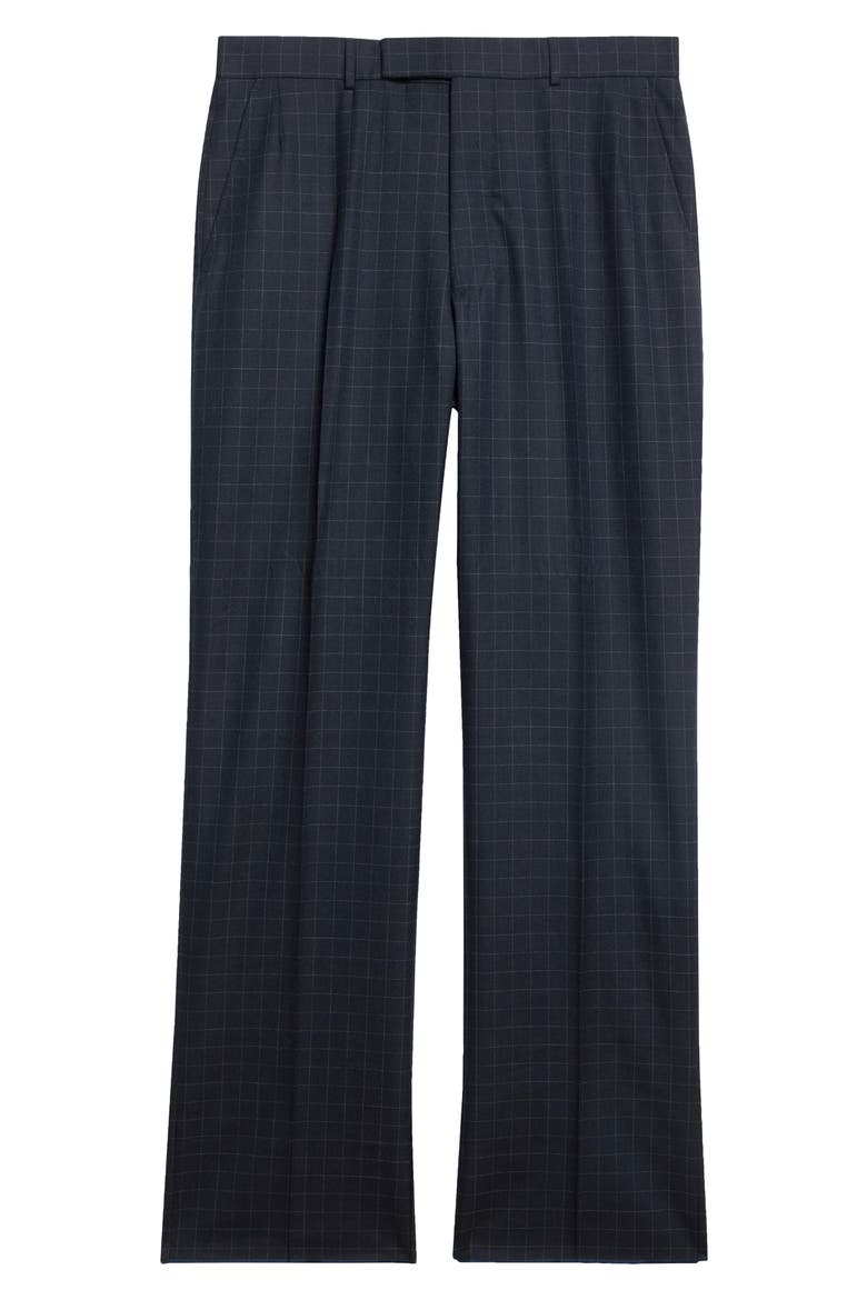 Windowpane Cotton & Wool Trousers, Main, color, NAVY