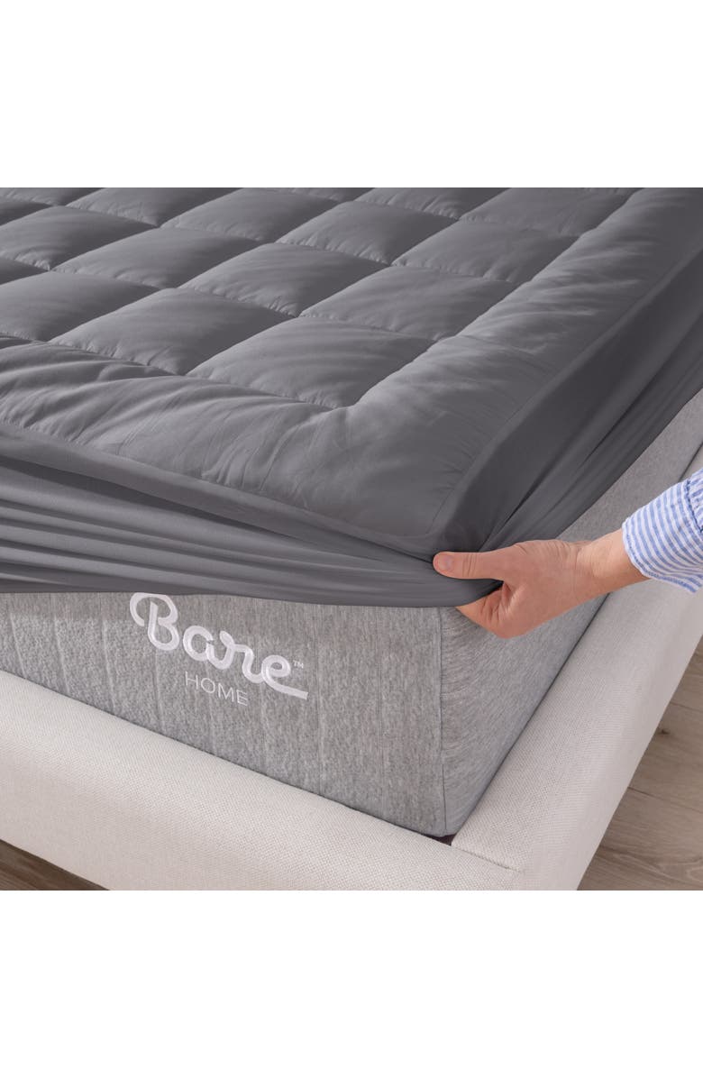 Bare Home Cotton Top Mattress Pad, Alternate, color, Grey