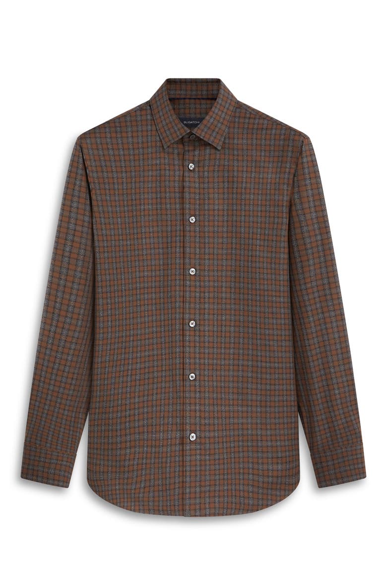 Karl Check Button-Up Shirt, Alternate, color, CHESTNUT