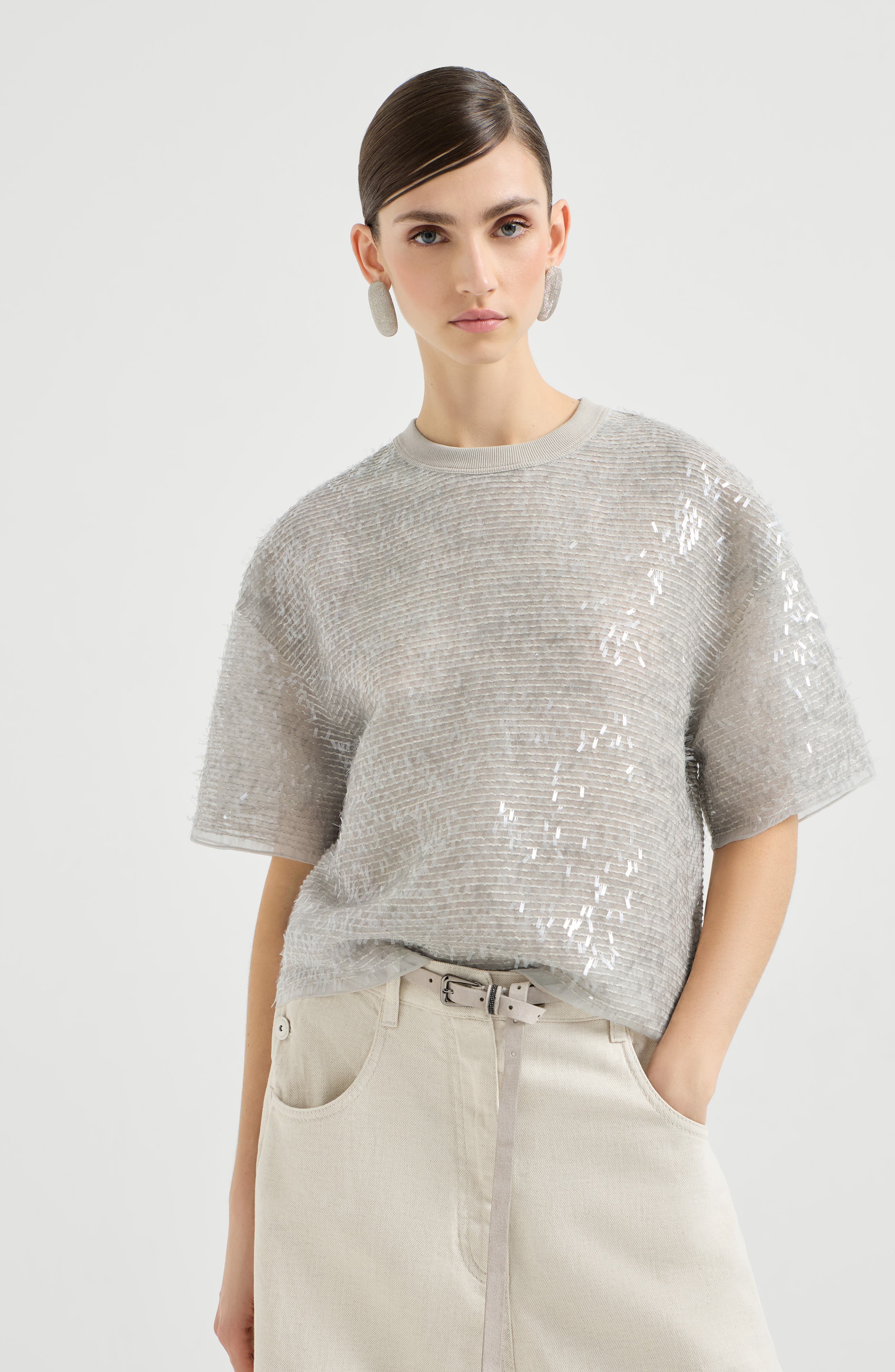 Dazzling embroidery T-shirt - image 2