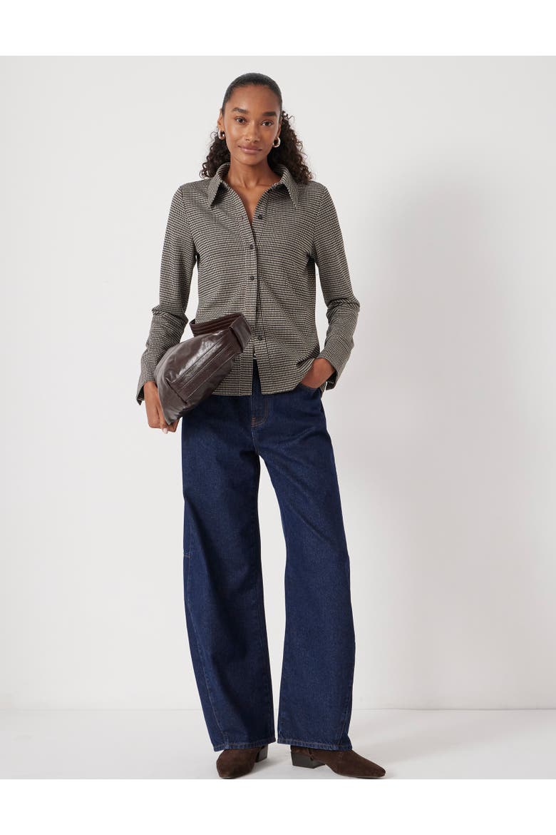Fitted Check Jersey Shirt, Alternate, color, Brown Check
