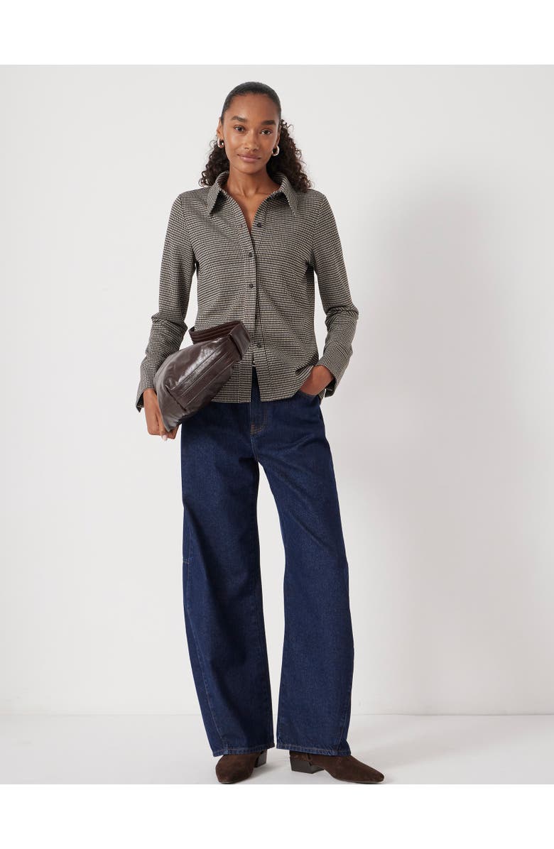 Hush Fitted Check Jersey Shirt, Alternate, color, Brown Check