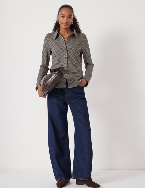 Hush Fitted Check Jersey Shirt In Brown