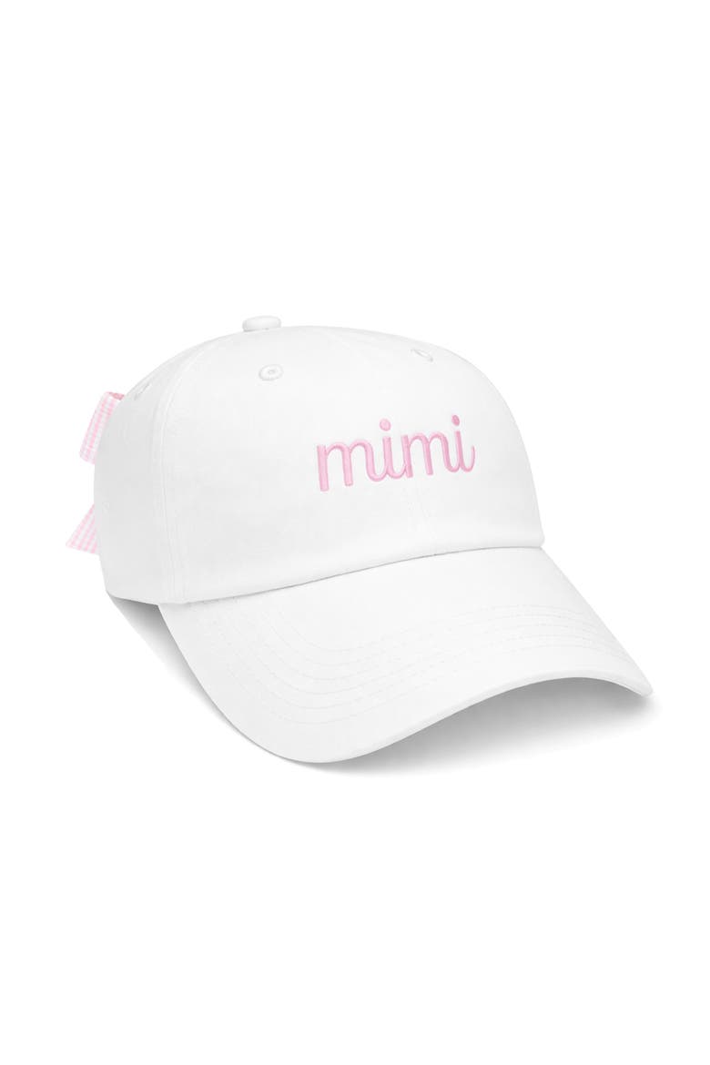 Women's Mimi Bow Baseball Hat, Main, color, White/Pink