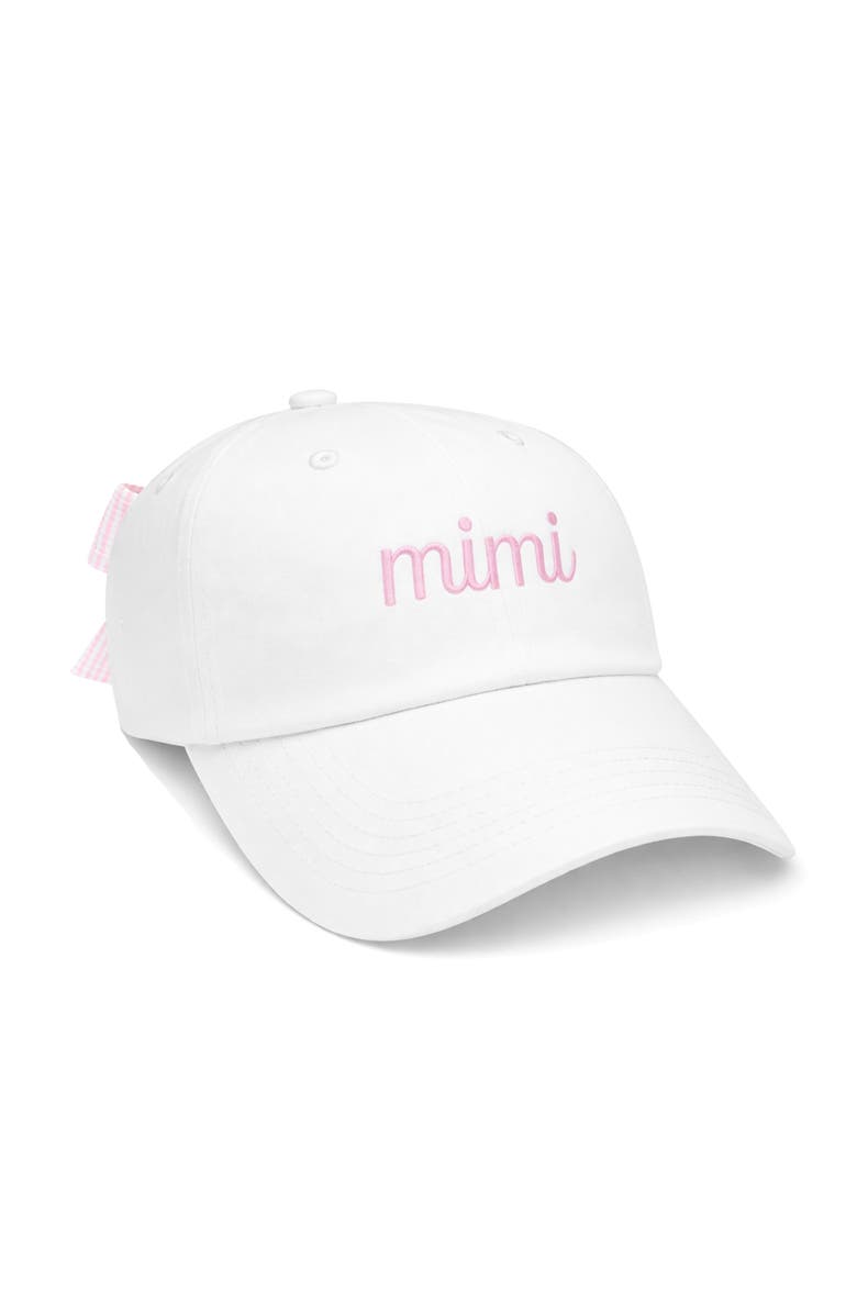 Bits & Bows Women's Mimi Bow Baseball Hat, Main, color, White/Pink