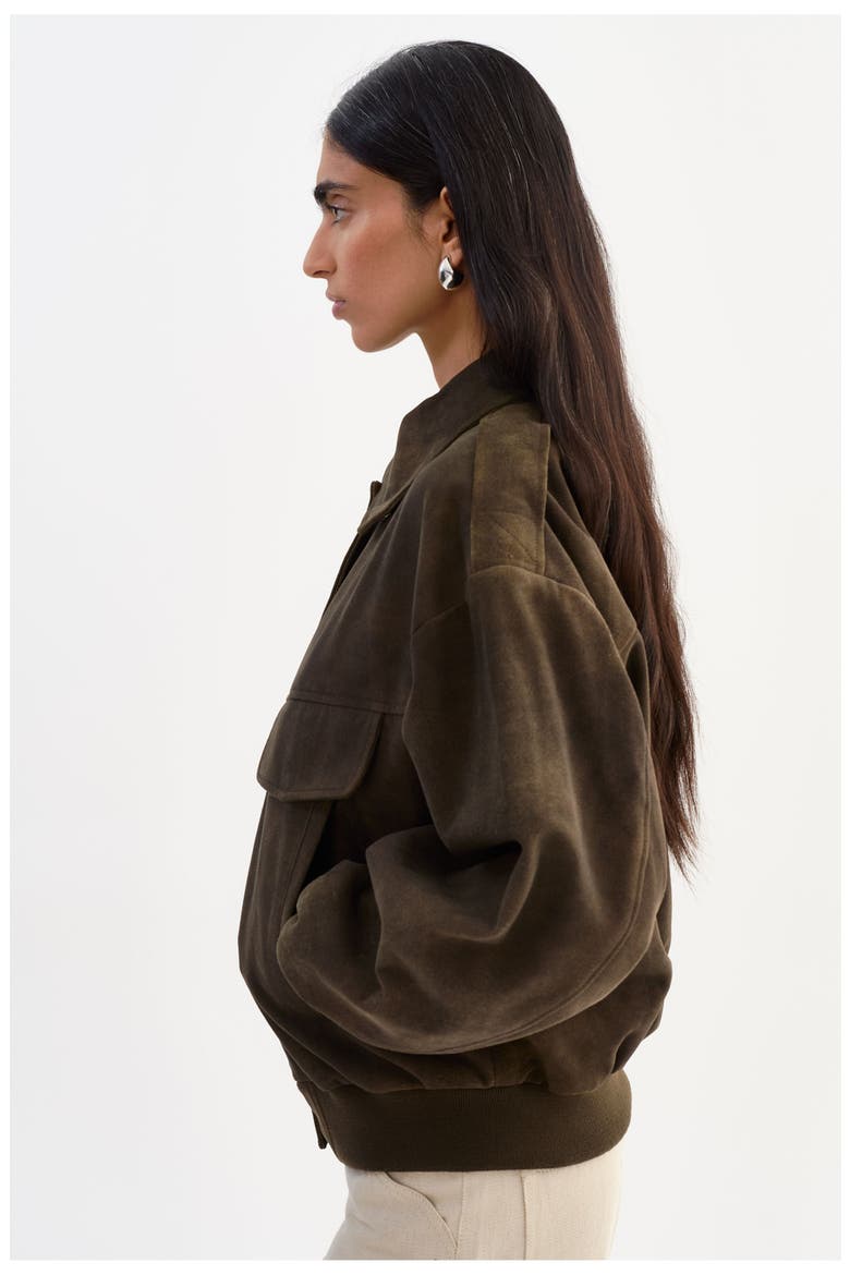 Trevanna | Suede Bomber Jacket, Alternate, color, Distressed Brown
