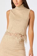 ASTR the Label Nadine Lace Trim Sleeveless Turtleneck Sweater