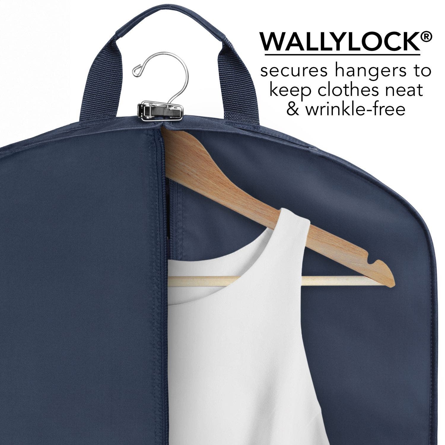 Wallybags 60" Premium Tri-Fold Travel Garment Bag with exterior pocket, Alternate, color, Navy