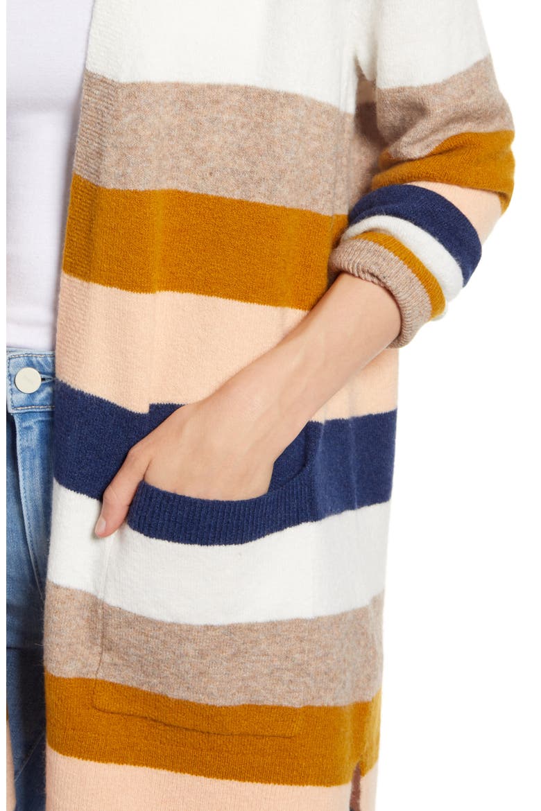 Kent Stripe Cardigan, Alternate, color, BENGALI INDIGO