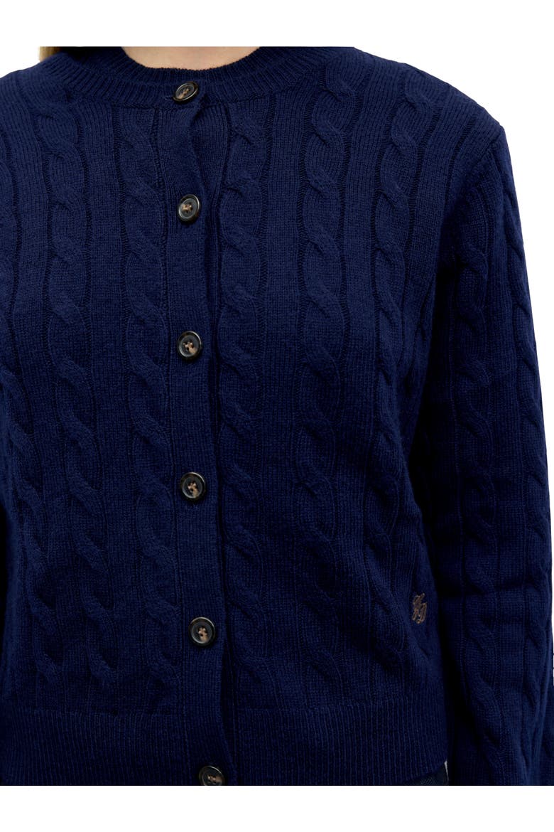 Raiza Cable Knit Cardigan, Alternate, color, Navy Blue