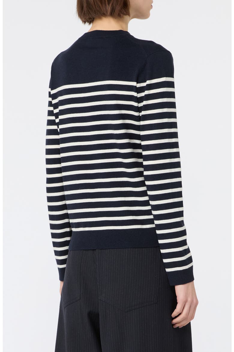 Sicilia Striped Silk & Wool Sweater, Alternate, color, NAVY