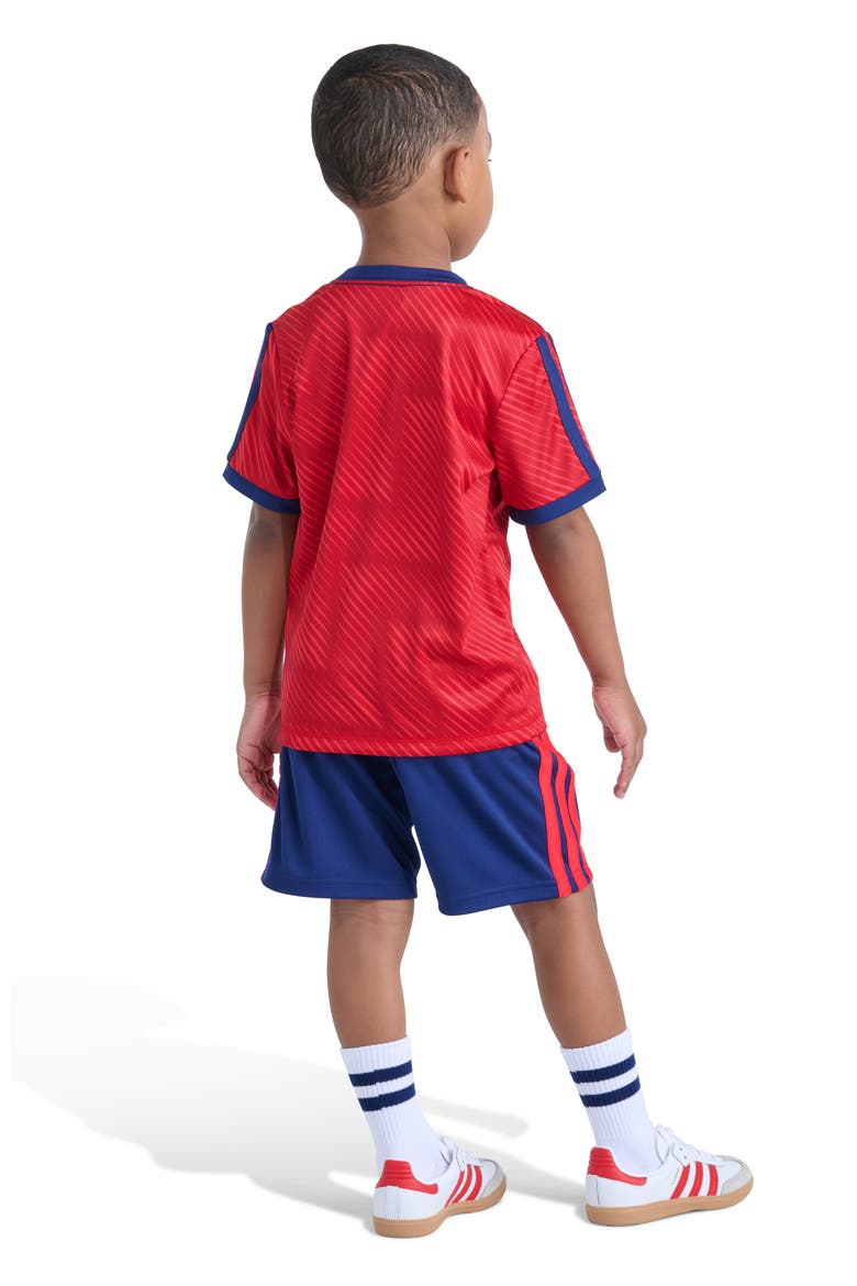 Soccer Top & 3-Stripes Shorts Set, Alternate, color, PURE RUBY