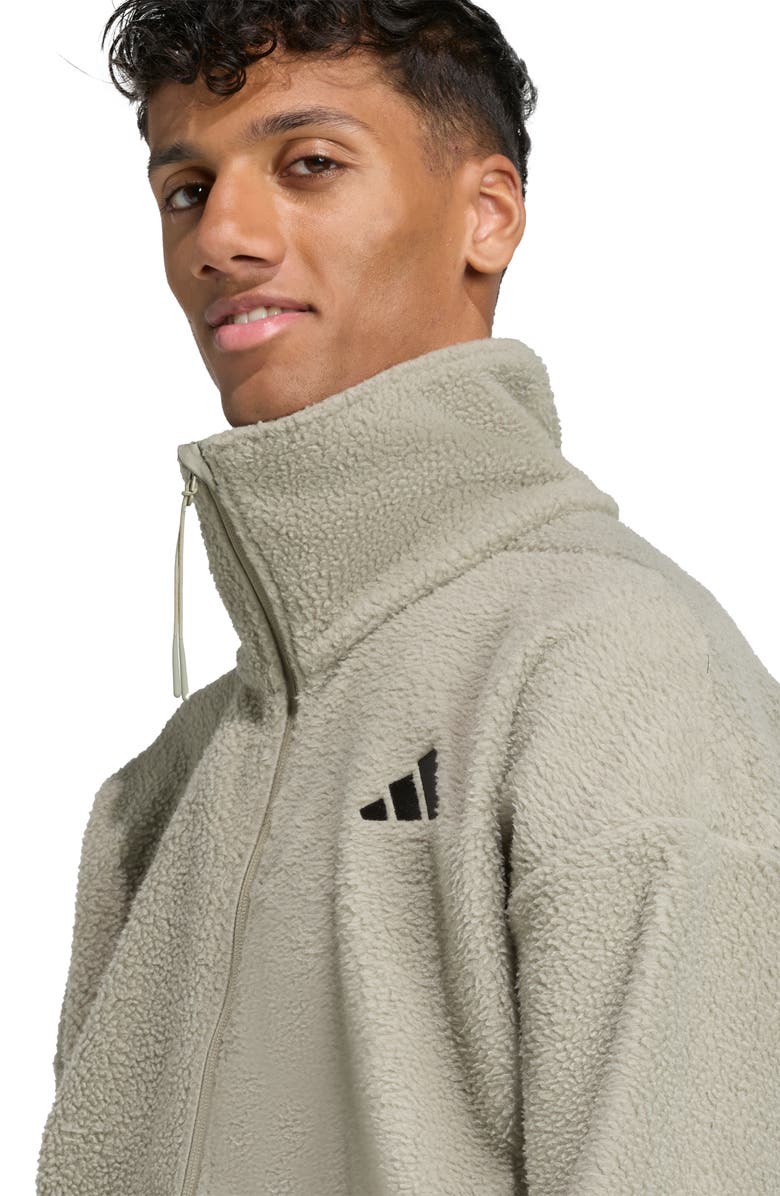 adidas City Tech High Pile Fleece Full Zip Jacket, Alternate, color, Silver Pebble