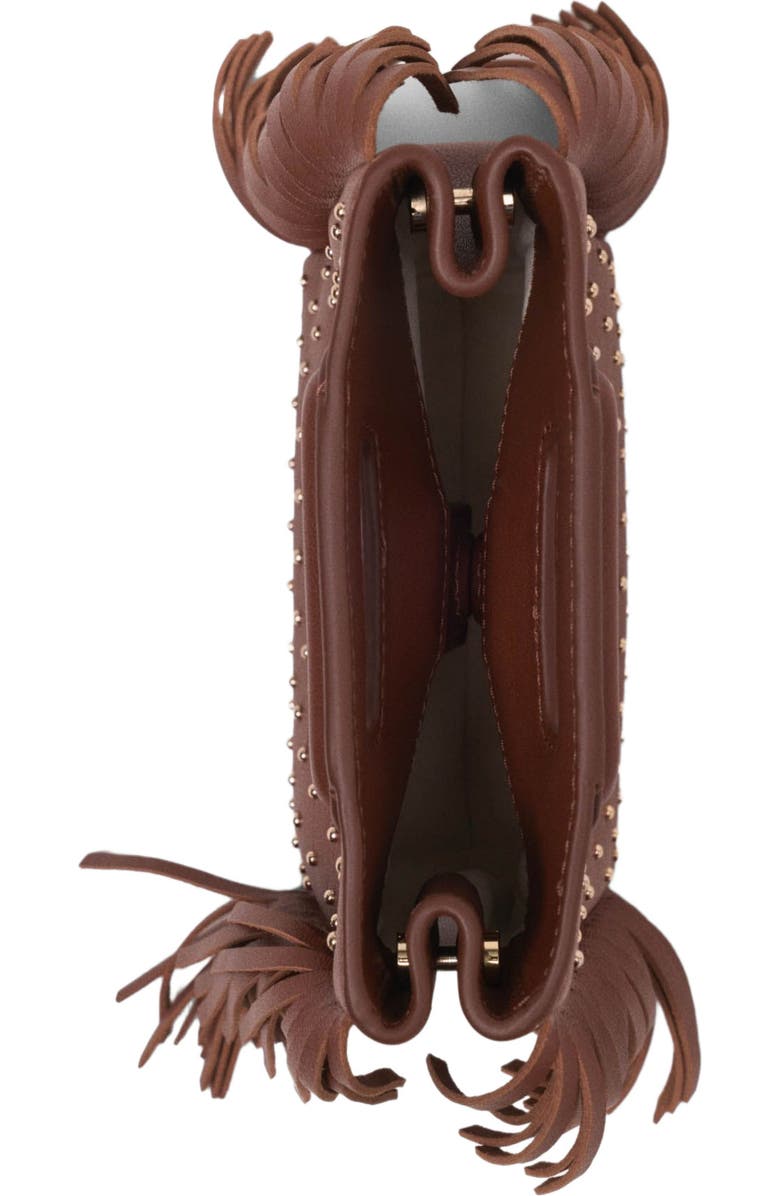 maje Leather M mini bag with studs, Alternate, color, Brown