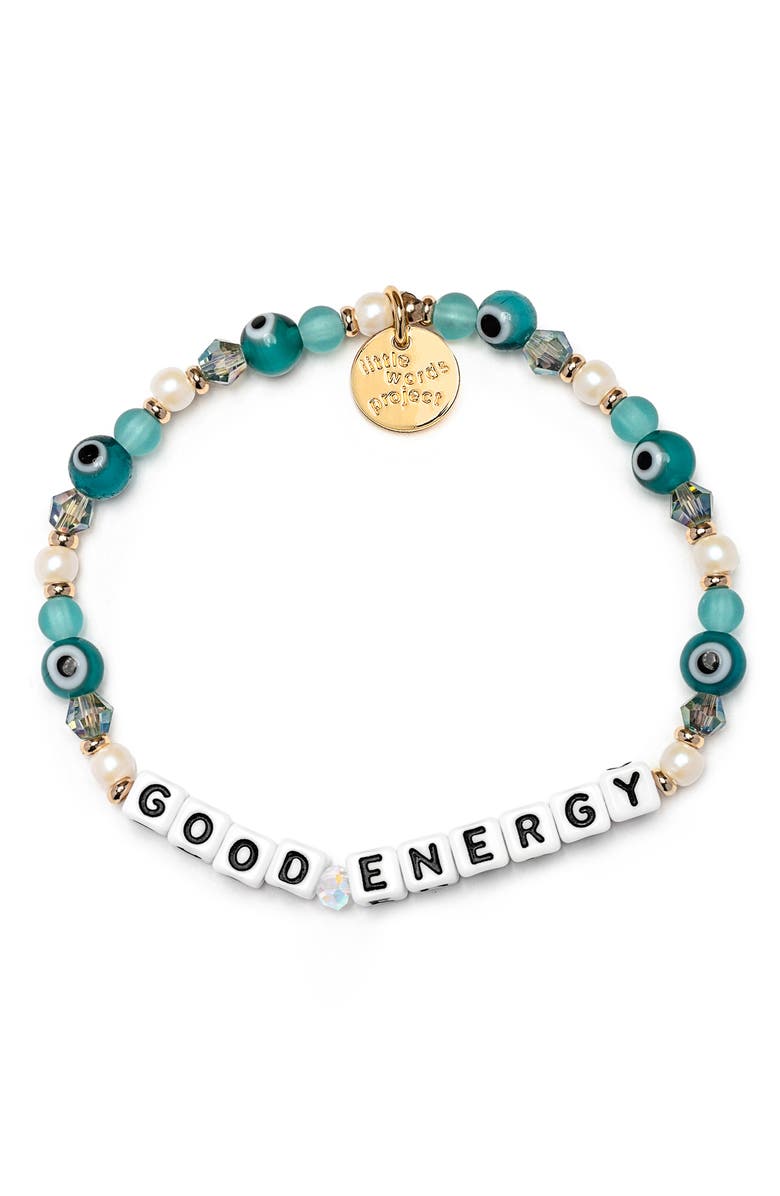 Little Words Project Good Energy Beaded Stretch Bracelet, Main, color, 