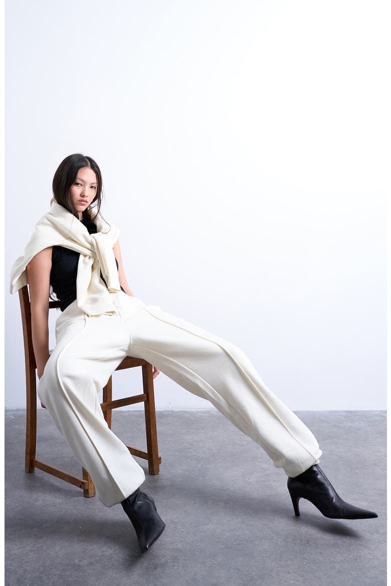 Pintuck Sweatpants, Alternate, color, CREAM