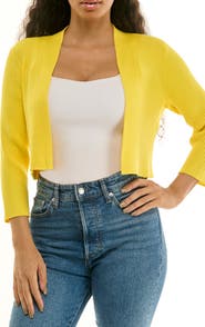 Nina Leonard Ribbed Bolero Cardigan