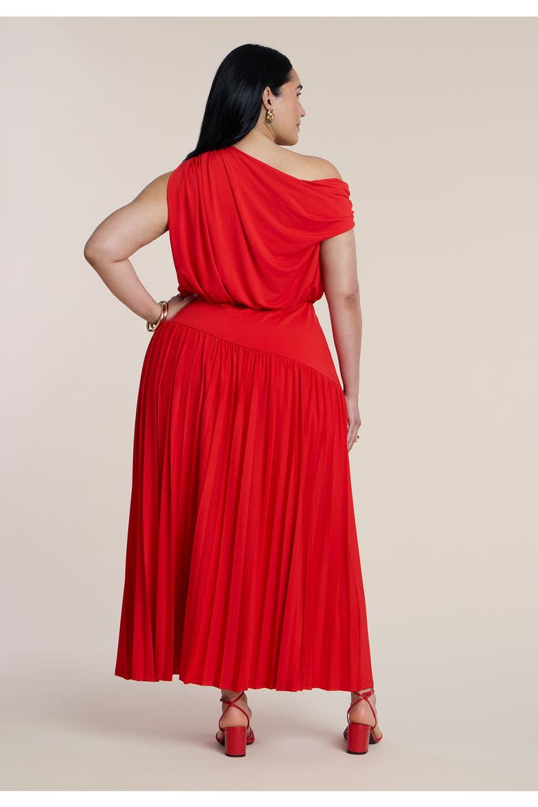 Draped One Shoulder Maxi Dress, Alternate, color, FLAME SCARLET