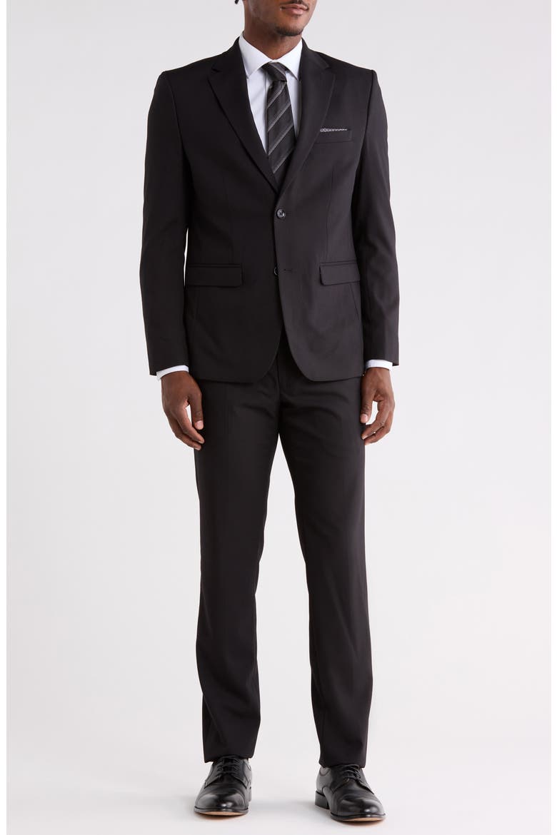 Solid Notch Lapel Suit, Main, color, BLACK
