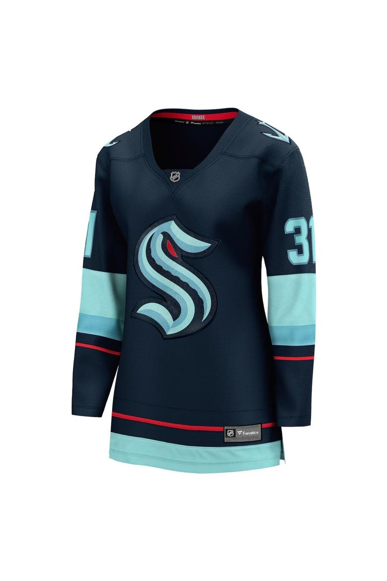 Women's Fanatics Branded Philipp Grubauer Deep Sea Blue Seattle Kraken Home Premier Breakaway Player Jersey, Alternate, color, Navy