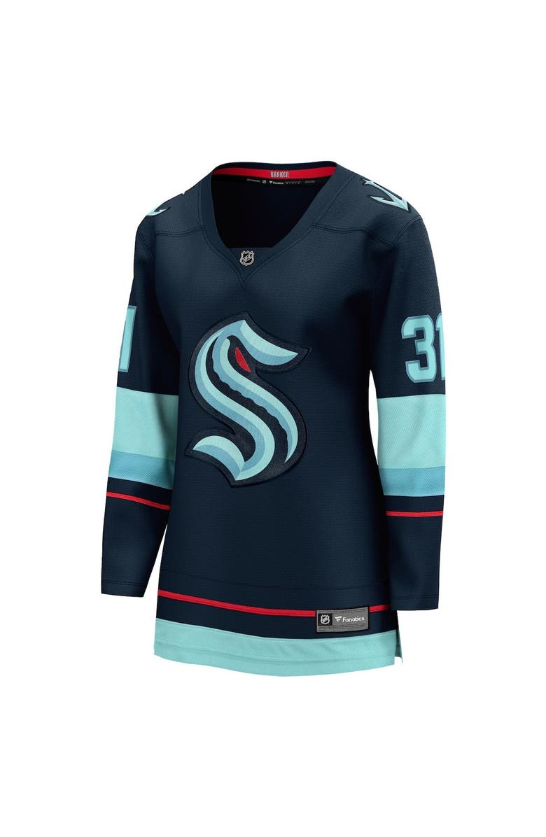 FANATICS Women's Fanatics Branded Philipp Grubauer Deep Sea Blue Seattle Kraken Home Premier Breakaway Player Jersey, Alternate, color, Navy