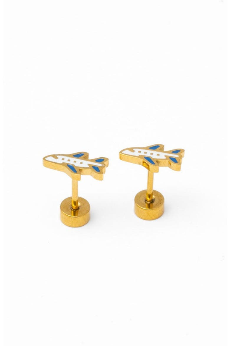 Airplane Stud Earrings, Alternate, color, White