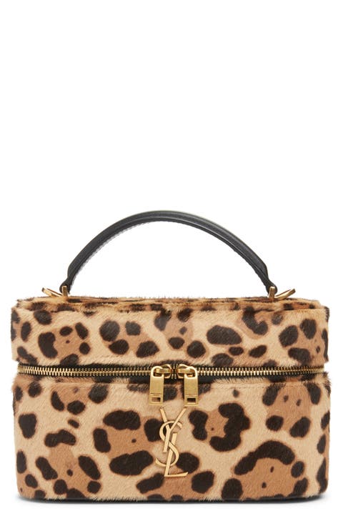 Gaby Leopard Print Genuine Calf Hair Vanity Bag