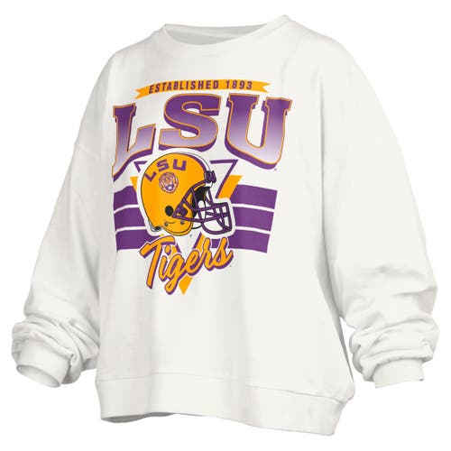 Pressbox White Lsu Tigers Janice Retro Logo Oversized Pullover Sweatshirt In White
