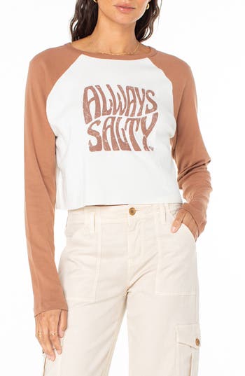 Roxy Always Salty Long Sleeve Graphic T-shirt In White