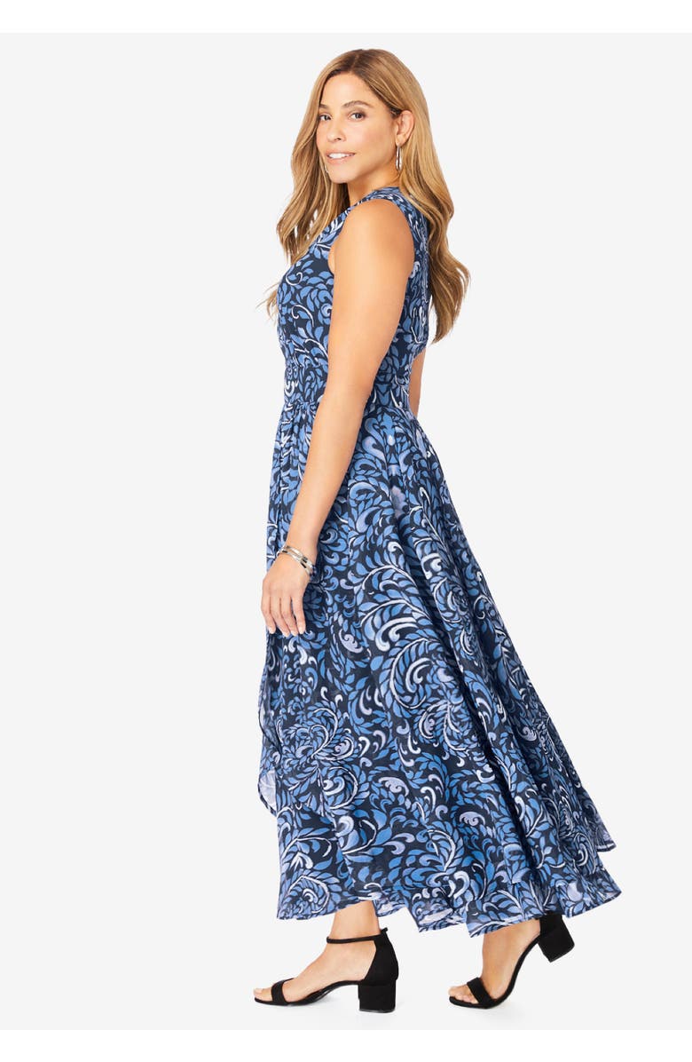 Jessica London Georgette Flyaway Maxi Dress, Alternate, color, Black Floral