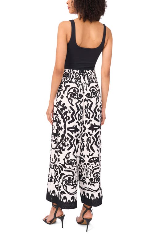 Vince Camuto Printed Smocked Waist Wide Leg Pants In Multi