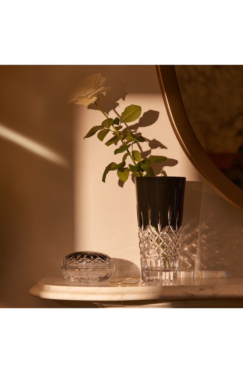 Waterford Lismore Black Crystal Vase, Alternate, color, Black