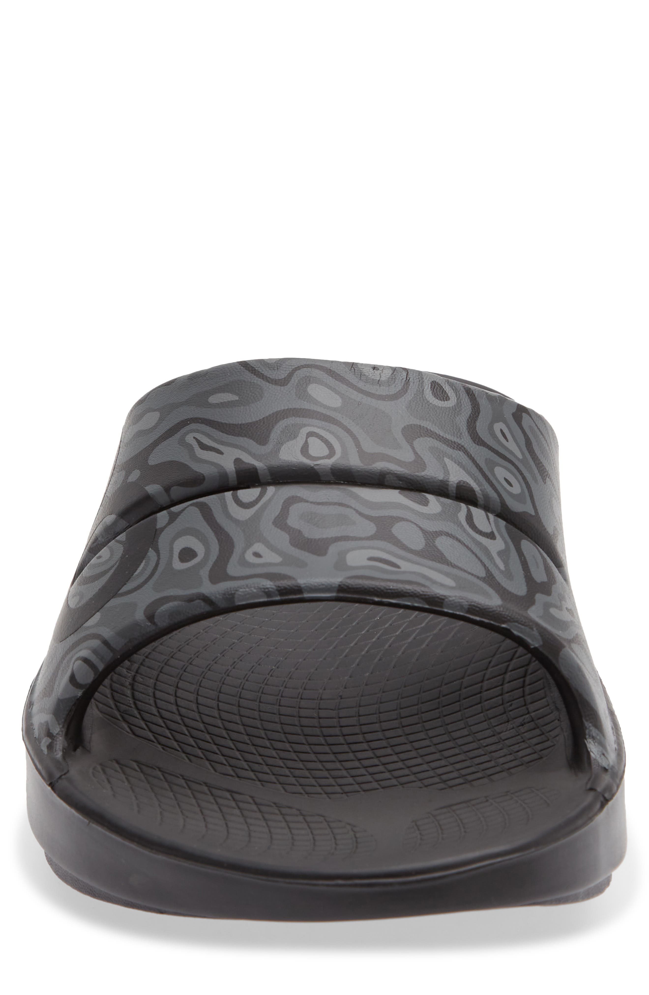 Oofos Gender Inclusive Ooahh Sport Slide Sandal, Alternate, color, Black/ Black Water Camo