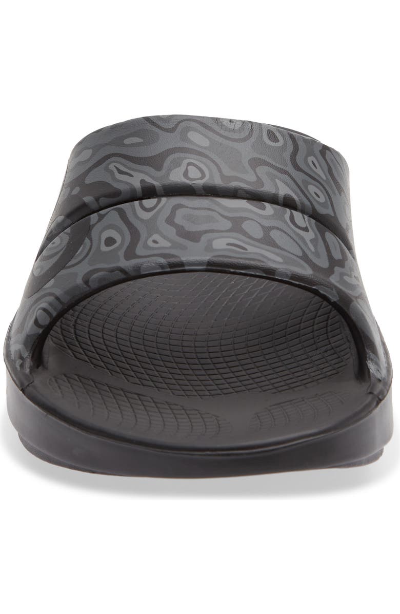 Oofos Gender Inclusive Ooahh Sport Slide Sandal, Alternate, color, Black/ Black Water Camo