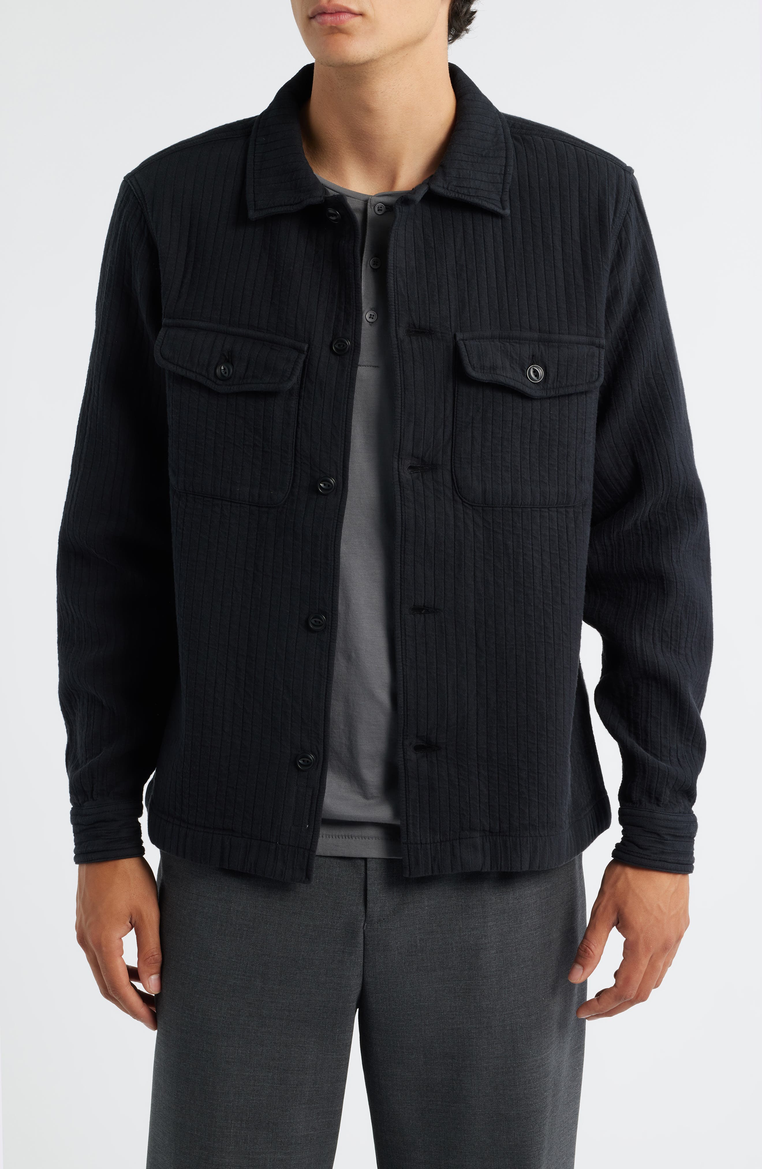 MERZ B SCHWANEN Quilted Organic Cotton Shirt Jacket
