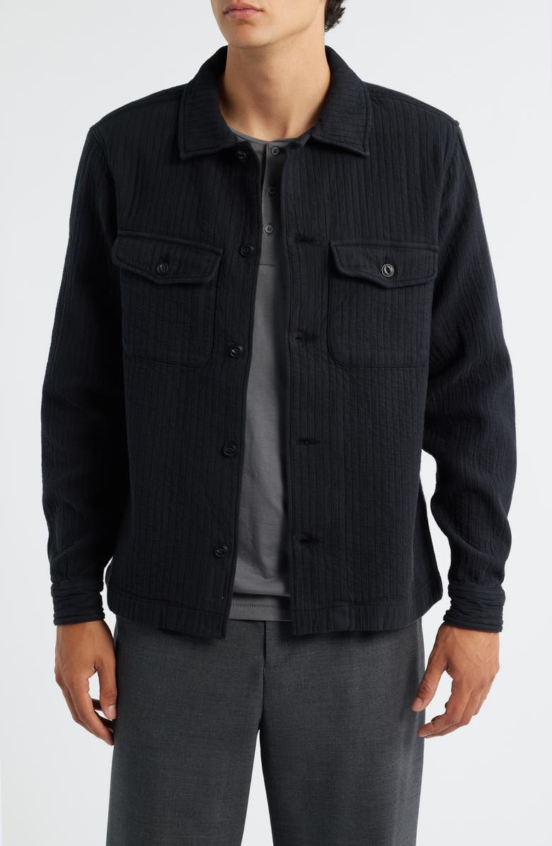 MERZ B SCHWANEN Quilted Organic Cotton Shirt Jacket, Main, color, Charcoal