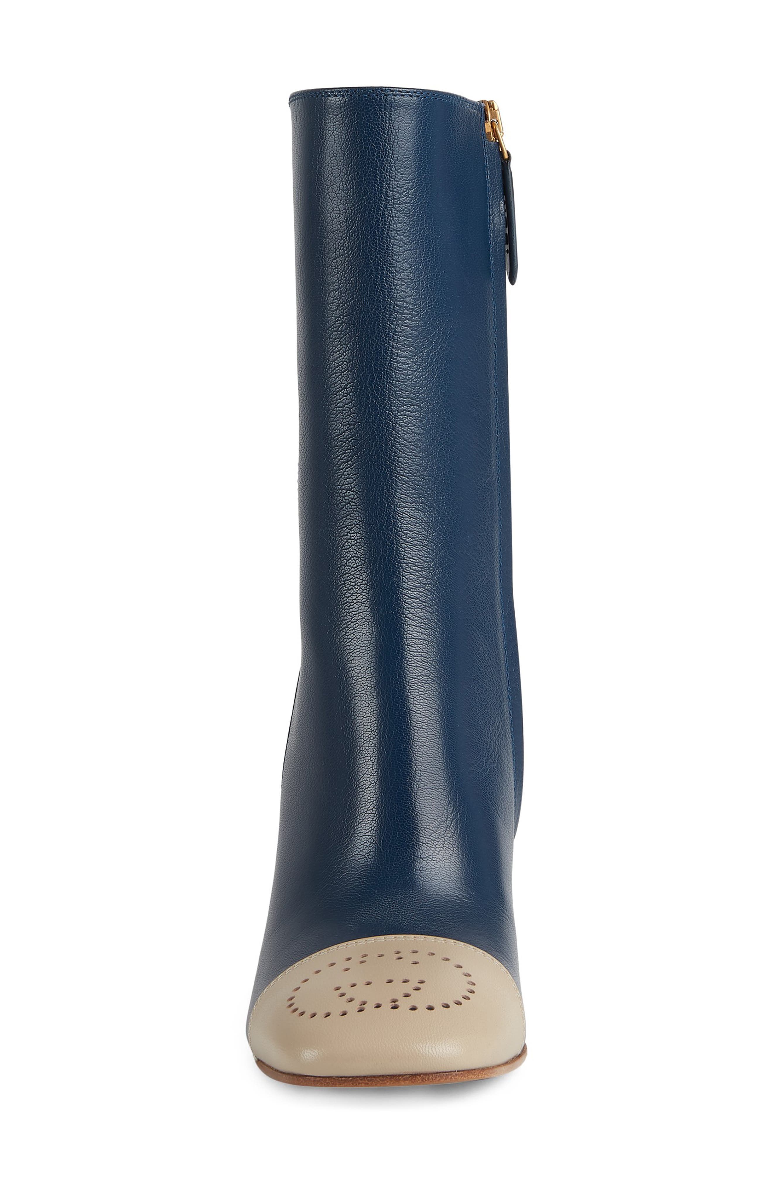 Gucci Hills Logo Bootie, Alternate, color, Oatmeal/ Blue Agata