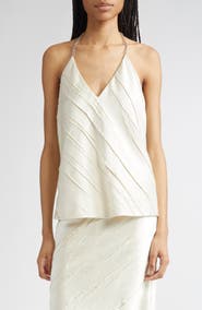 SPORTMAX Fatuo Chain Halter Creased Satin Top
