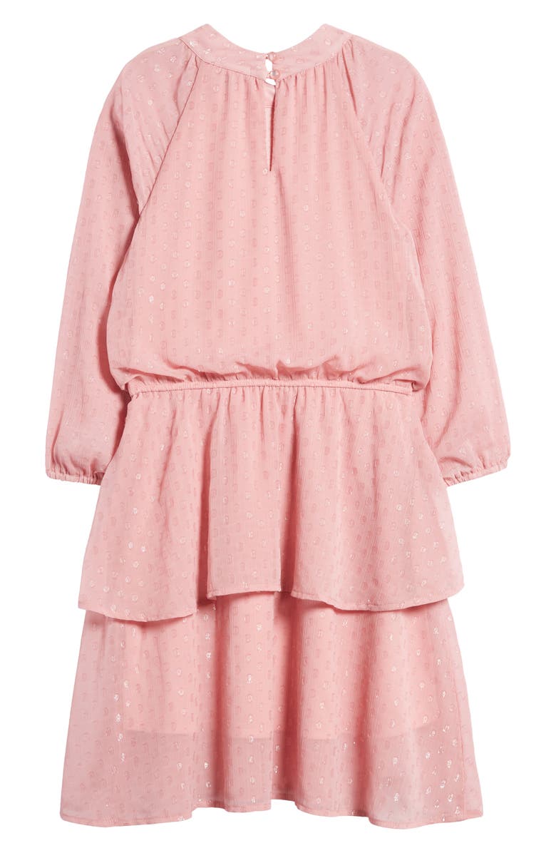 Ava & Yelly Kids' Metallic Long Sleeve Jacquard Dress, Alternate, color,