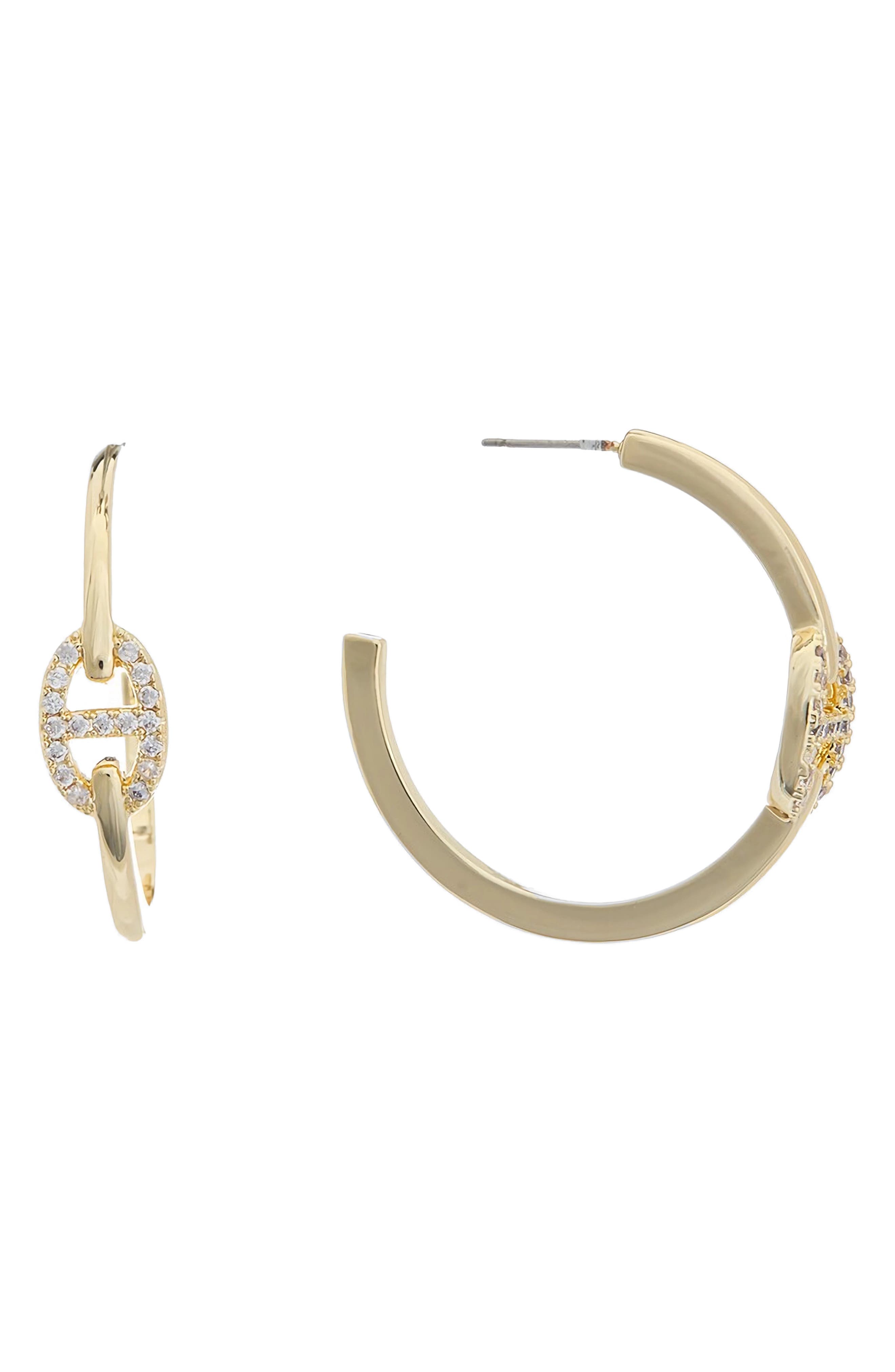 Juvell Cubic Zirconia Mariner Link Hoop Earrings